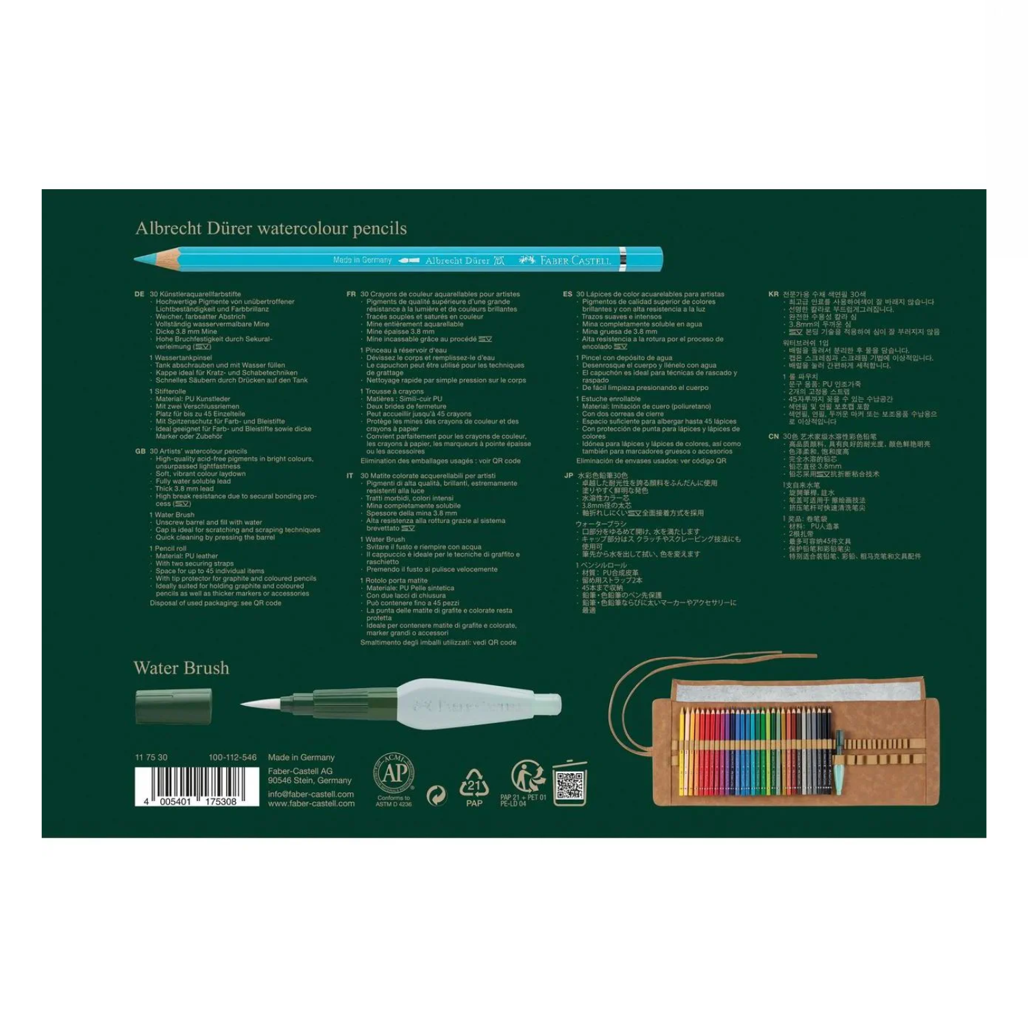 30 Lápices de color Aqua con estuche enrrollable Faber-Castell