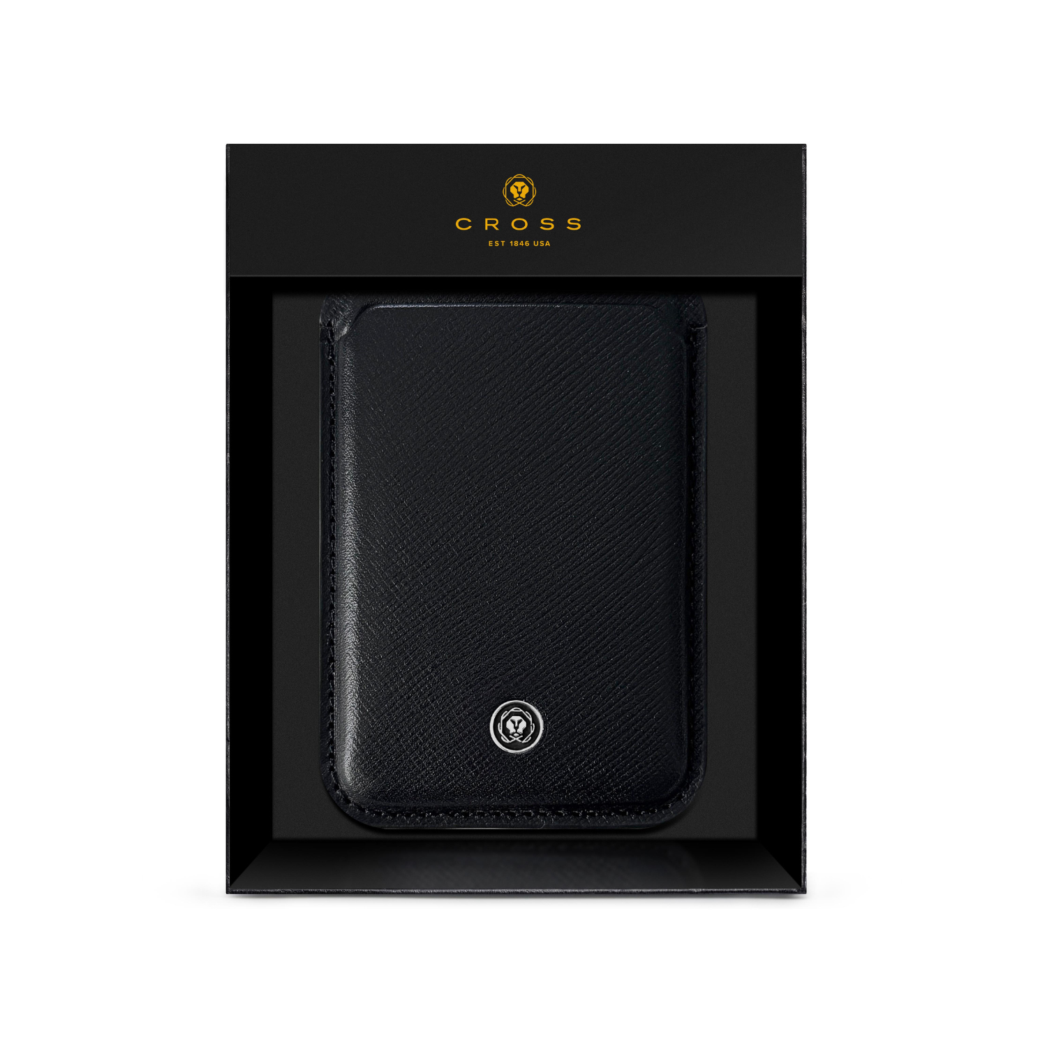 Tarjetero magnético de cuero negro Cross