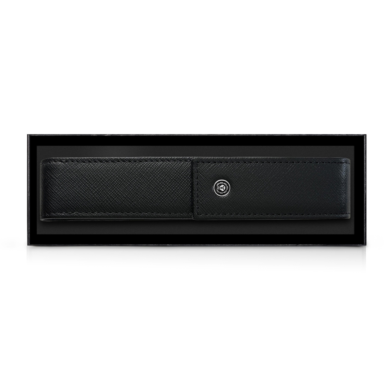 Estuche magnético de cuero negro para un bolígrafo Cross