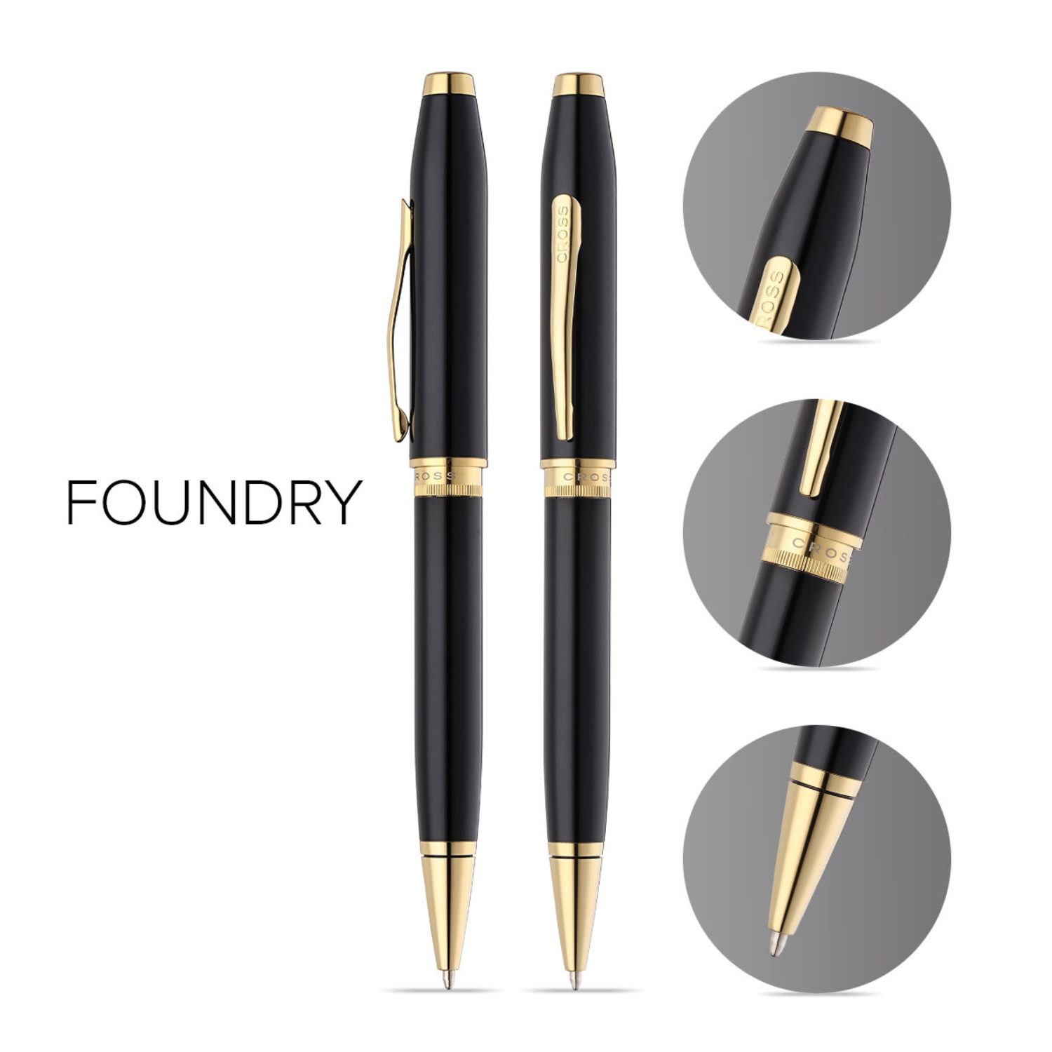 Foundry Glossy Black Gold PVD Cross